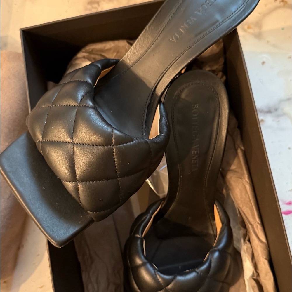 Bottega Veneta Black Quilted Mules